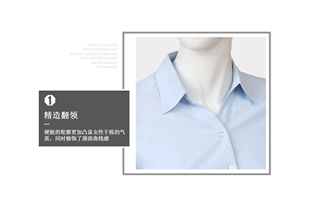 广州蓝色小斜条棉质女士长袖衬衫